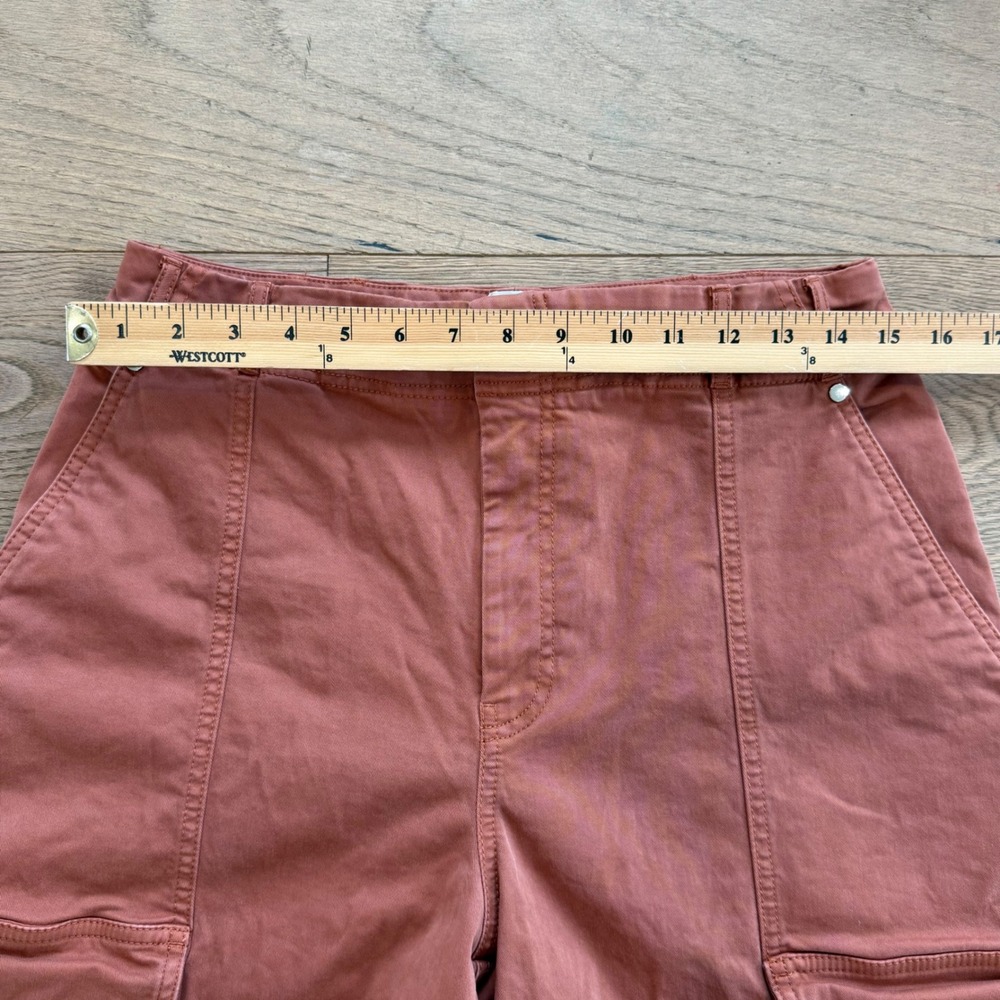 Maeve Cargo Long Bermuda Shorts Rust Orange Culottes Wide Leg Crop Pants Size 6 - Picture 5 of 9